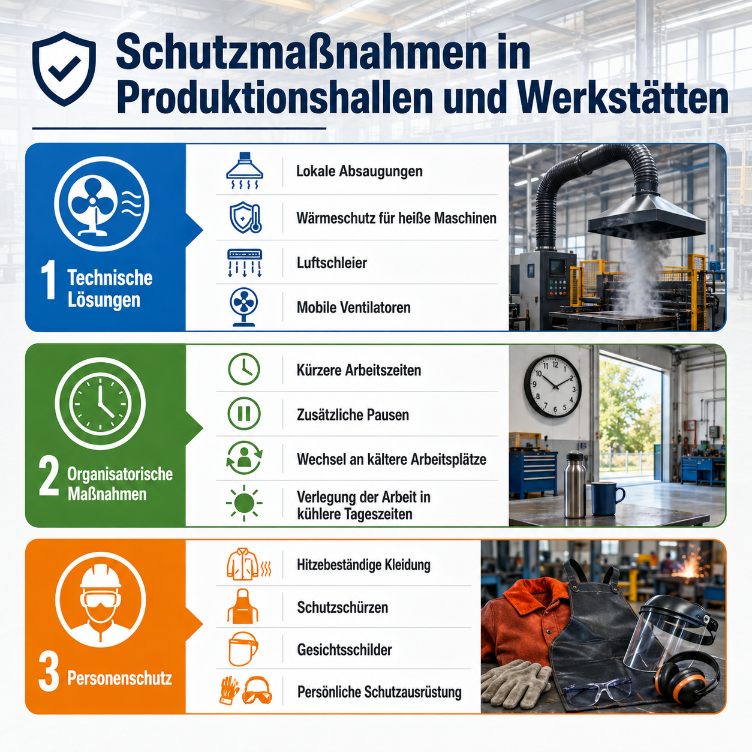 Schutzmaßnahmen in Produktionshallen und Werkstätten