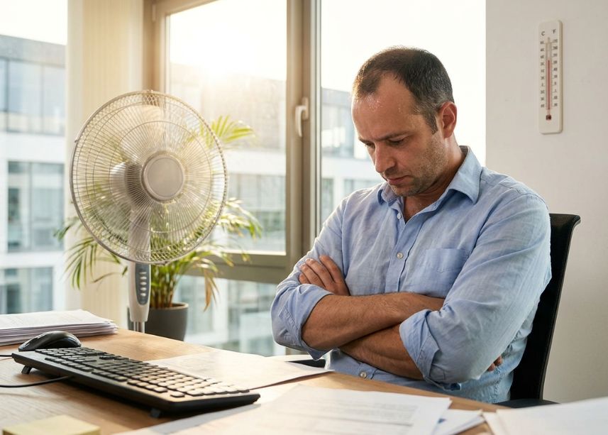Angestellter verweigert Arbeit im Büro wegen Hitze